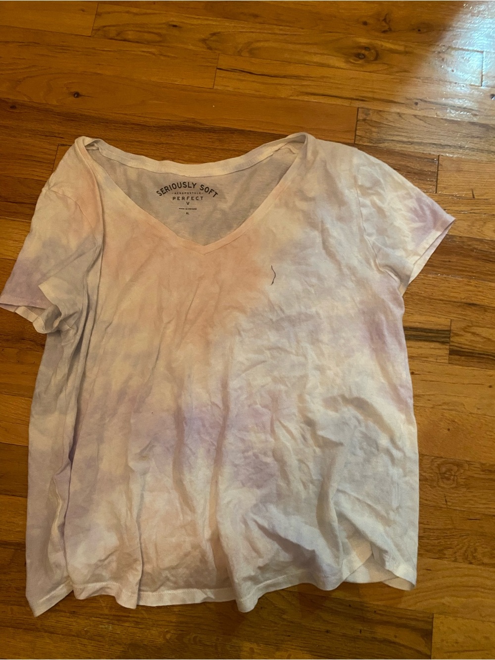 Aeropostale Women's Pastel Pink & Lavender V-Neck Tee